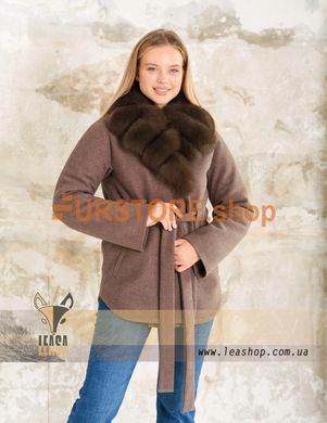 photographic Brown wool jacket with polar fox collar in the women's fur clothing store https://furstore.shop