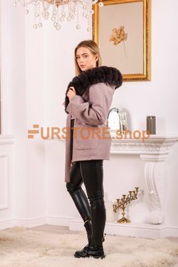 photographic Pink wool coat with fur hood in the women's fur clothing store https://furstore.shop