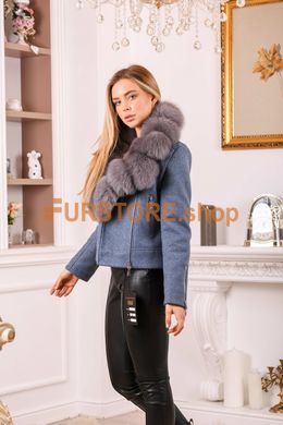 photographic Jeans  jacket with natural fur in the women's fur clothing store https://furstore.shop