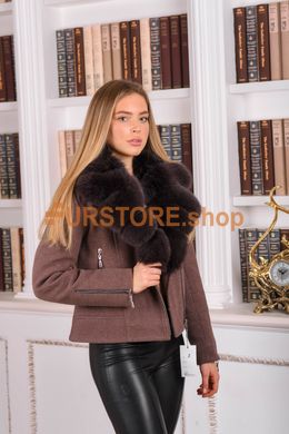 photographic Women's wool jacket with polar fox fur in the women's fur clothing store https://furstore.shop