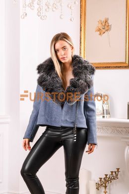 photographic Jeans wool jacket with fur of polar fox  in the women's fur clothing store https://furstore.shop