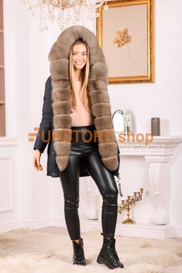 photographic Winter blue parka with natural polar fox fur in the women's fur clothing store https://furstore.shop