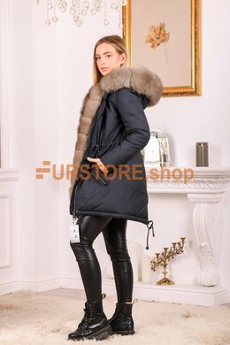 photographic Winter blue parka with natural polar fox fur in the women's fur clothing store https://furstore.shop