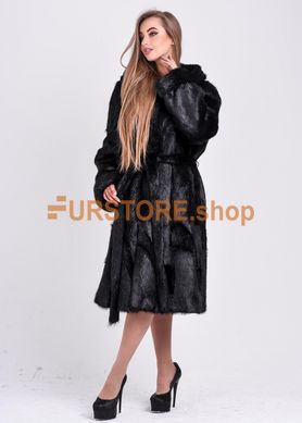 фотогорафия Чёрная женская шуба из стриженой нутрии в магазине женской меховой одежды https://furstore.shop