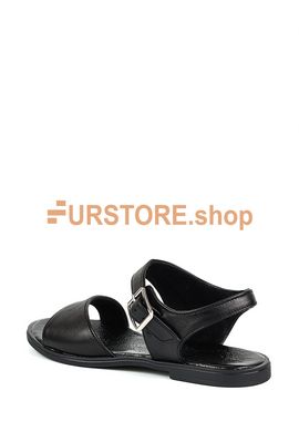 photographic Stylish black leather sandals in the women's fur clothing store https://furstore.shop