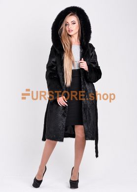 photographic Women's winter coat with a fox edge on the hood in the women's fur clothing store https://furstore.shop