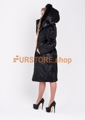 photographic Women's winter coat with a fox edge on the hood in the women's fur clothing store https://furstore.shop