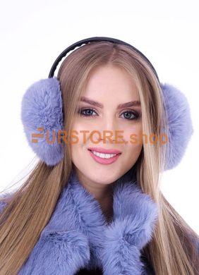 photographic Теплые наушники из натурального меха, серо голубого цвета in the women's fur clothing store https://furstore.shop