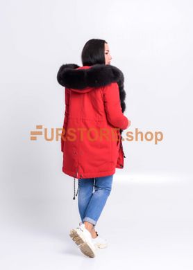 фотогорафия Зимняя красная парка с мехом под соболь в магазине женской меховой одежды https://furstore.shop