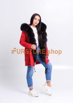 photographic Winter red parka with fur like sable in the women's fur clothing store https://furstore.shop