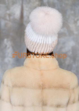 фотогорафія Норкова бежева шапка в онлайн крамниці хутряного одягу https://furstore.shop