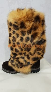 photographic Leopard women's high boots, natural fur in the women's fur clothing store https://furstore.shop