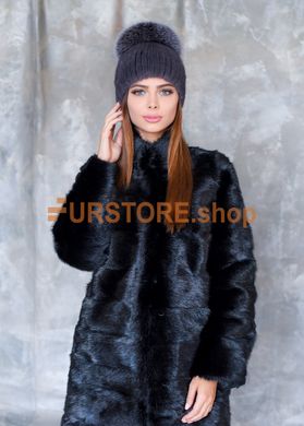 фотогорафия Шапка из меха норки графитового цвета в магазине женской меховой одежды https://furstore.shop