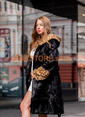 фотогорафія Шуба з стриженої нутрії з леопардовим принтом в онлайн крамниці хутряного одягу https://furstore.shop