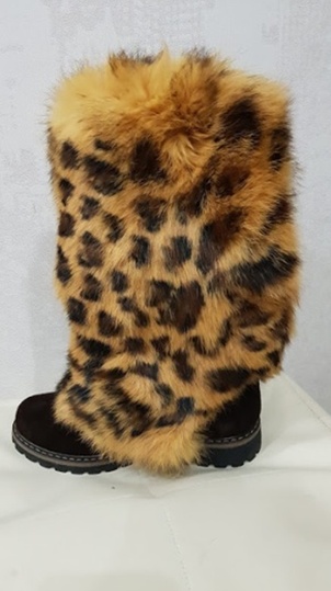photographic Leopard women's high boots, natural fur in the women's fur clothing store https://furstore.shop