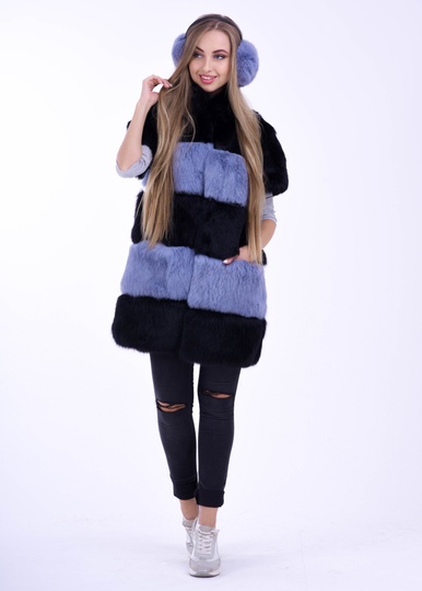 photographic Combined fur vest, gray with black in the women's fur clothing store https://furstore.shop