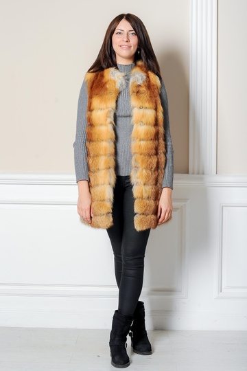 photographic Vest red fox in the women's fur clothing store https://furstore.shop