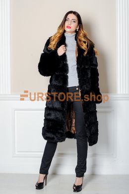 фотогорафия Зимняя шуба из кролика с капюшоном в магазине женской меховой одежды https://furstore.shop
