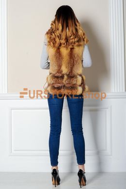 photographic Short fox vest with leather corset in the women's fur clothing store https://furstore.shop