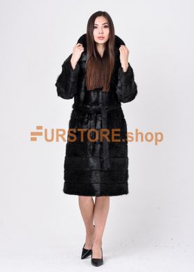 photographic Winter women's fur coat embroidered with suede from nutria fur in the women's fur clothing store https://furstore.shop