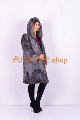 фотогорафия Женская зимняя шуба из нутрии серебристого цвета в магазине женской меховой одежды https://furstore.shop