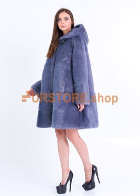 фотогорафия Шуба из стриженой нутрии сапфирового цвета, модель колокольчик в магазине женской меховой одежды https://furstore.shop
