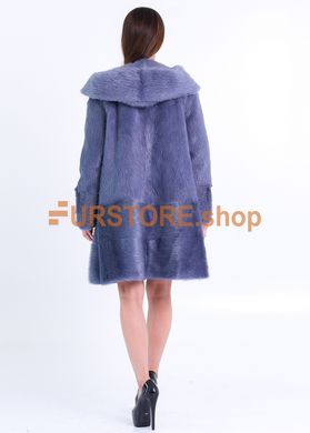 фотогорафія Шуба із стриженої нутрії сапфірового кольору, модель дзвоник в онлайн крамниці хутряного одягу https://furstore.shop