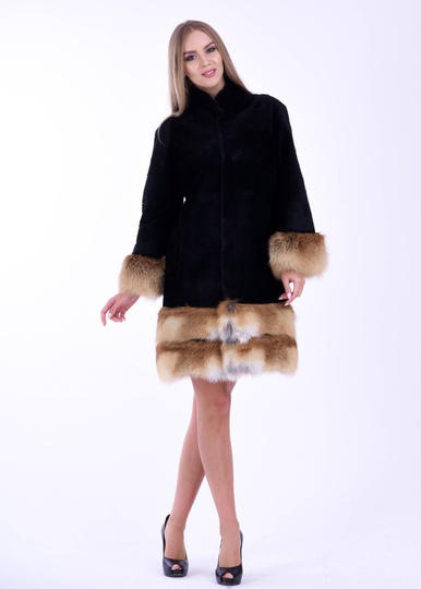 фотогорафія Шуба з нутрії з лисицею, трансформер в онлайн крамниці хутряного одягу https://furstore.shop