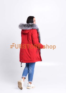 фотогорафія Червона куртка парка з хутром песця в онлайн крамниці хутряного одягу https://furstore.shop
