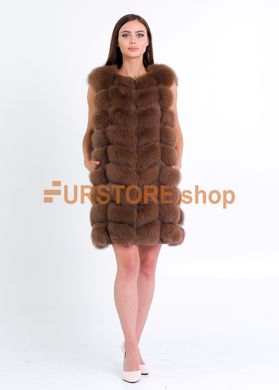 фотогорафия Песцовая жилетка из натурального меха цвета какао в магазине женской меховой одежды https://furstore.shop