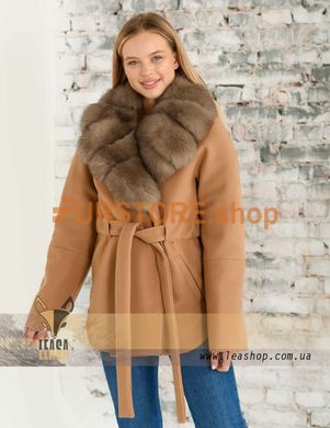 фотогорафія Жіноче пальто середньої довжини з хутром песця в онлайн крамниці хутряного одягу https://furstore.shop