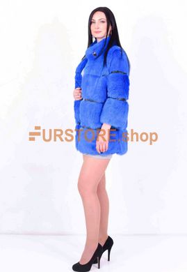 photographic Short rabbit fur coat, bright blue in the women's fur clothing store https://furstore.shop