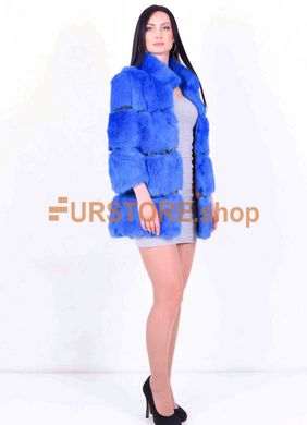 фотогорафия Короткая шуба из кролика, цвет ярко синий в магазине женской меховой одежды https://furstore.shop