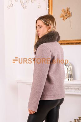 фотогорафия Пальто бушлат из шерсти с меховым воротником в магазине женской меховой одежды https://furstore.shop