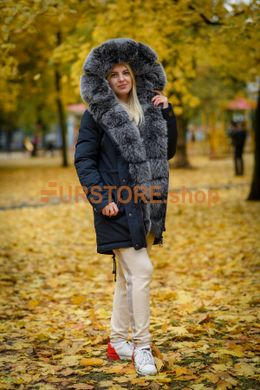 photographic Winter parka jacket with fur of silver fox in the women's fur clothing store https://furstore.shop