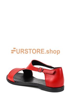 фотогорафия Кожаные красные босоножки TOPS в магазине женской меховой одежды https://furstore.shop