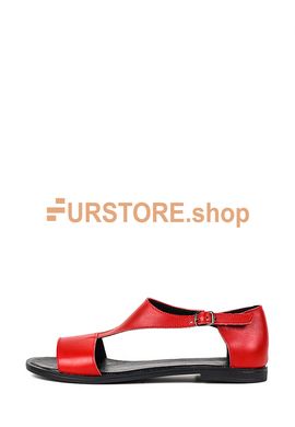 фотогорафия Кожаные красные босоножки TOPS в магазине женской меховой одежды https://furstore.shop