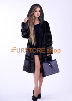 фотогорафия Шуба из стриженой нутрии серебристо черного цвета в магазине женской меховой одежды https://furstore.shop