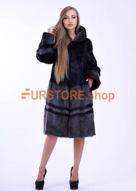 фотогорафия Шуба из стриженой нутрии серебристо черного цвета в магазине женской меховой одежды https://furstore.shop