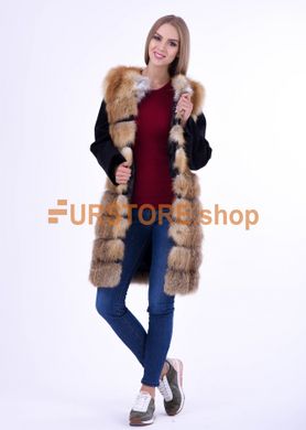 photographic Fox fur vest with sleeves made of suede on a snake in the women's fur clothing store https://furstore.shop