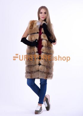фотогорафия Меховая жилетка из лисы, с рукавами из замша на змейке в магазине женской меховой одежды https://furstore.shop