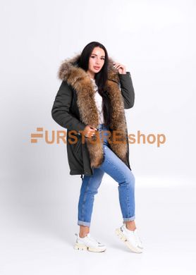 photographic Winter parka Khaki with raccoon fur in the women's fur clothing store https://furstore.shop