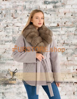 photographic Women's lavander colour coat with fur collar in the women's fur clothing store https://furstore.shop
