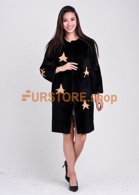 photographic Muton fur coat made of nutria with a pattern of sand nutria in the women's fur clothing store https://furstore.shop