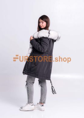 photographic Warm parka with fur of albino arctic fox in the women's fur clothing store https://furstore.shop
