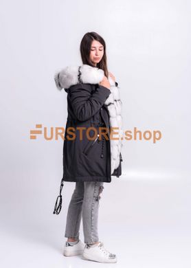 photographic Warm parka with fur of albino arctic fox in the women's fur clothing store https://furstore.shop