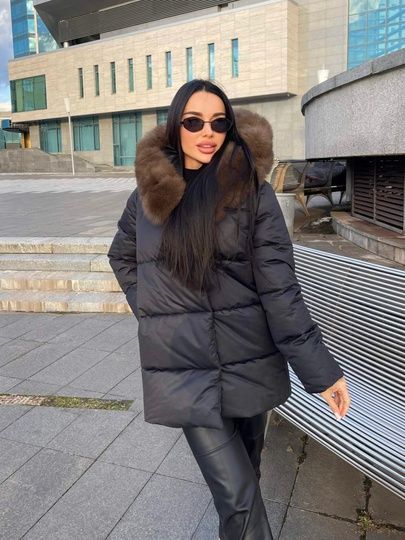photographic Warm parka with fur of arctic fox in the women's fur clothing store https://furstore.shop