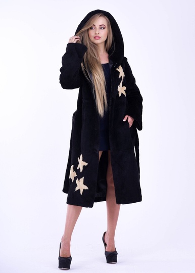 photographic Winter nutria coat with a muton pattern in the women's fur clothing store https://furstore.shop