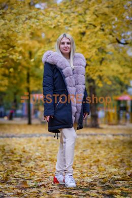 фотогорафия Зимняя женская парка с розовым мехом песца в магазине женской меховой одежды https://furstore.shop