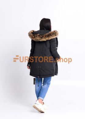 photographic Black parka with fur of goldy polar fox in the women's fur clothing store https://furstore.shop